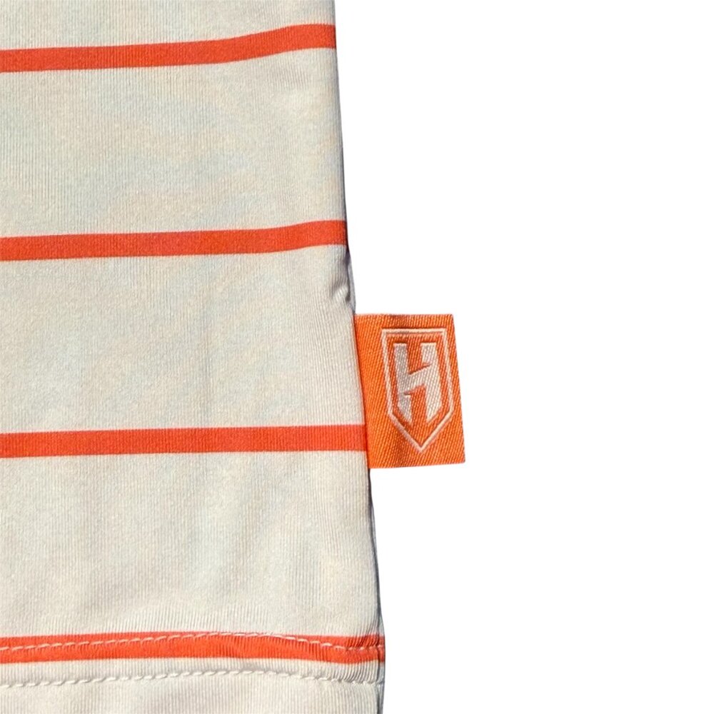 Heybo Outdoors -‎ Mens Large Polo - White and Orange Strip - Picture 6 of 7